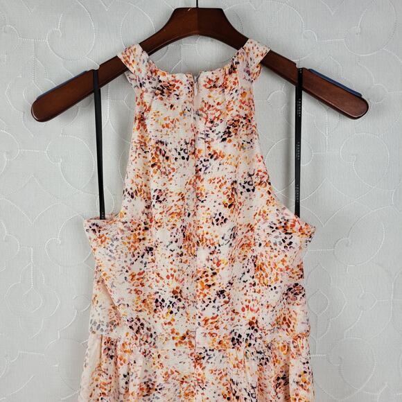 Laundry by Shelli Segal Womens Dress Size 2 Orange Halter Neck Midi Tiered Maxi - Picture 9 of 16
